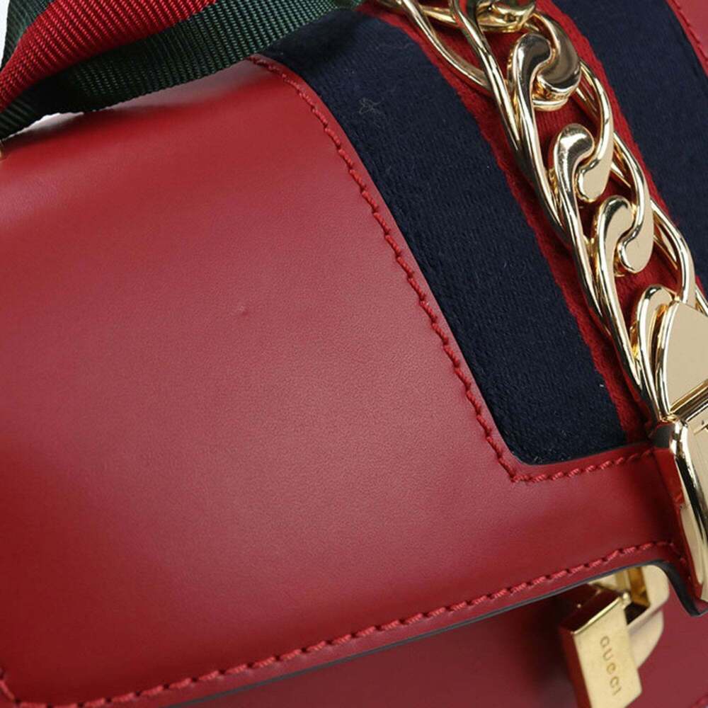 GUCCI Authentic Red Sylvie Shoulder Bag - Picture 8 of 10
